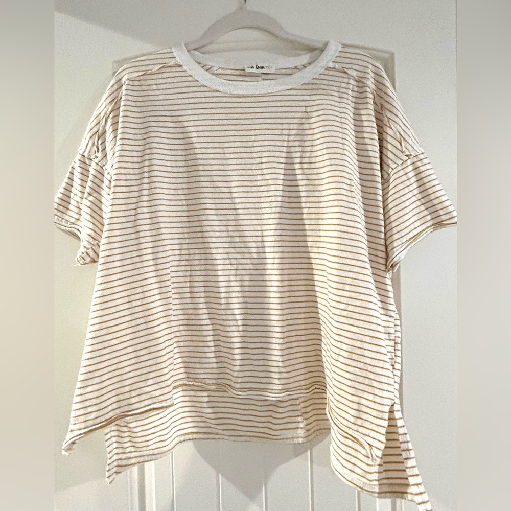 Striped Cream and Mustard Women's Top